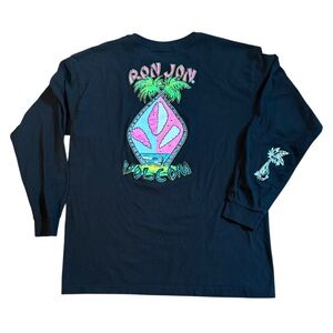 Volcom x Ron Jon Surf Shop - Long Sleeve Graphic Tee - Black - Size Large - EUC